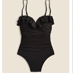 J. Crew Matte ruched one-piece swimsuit with ruffles (6)